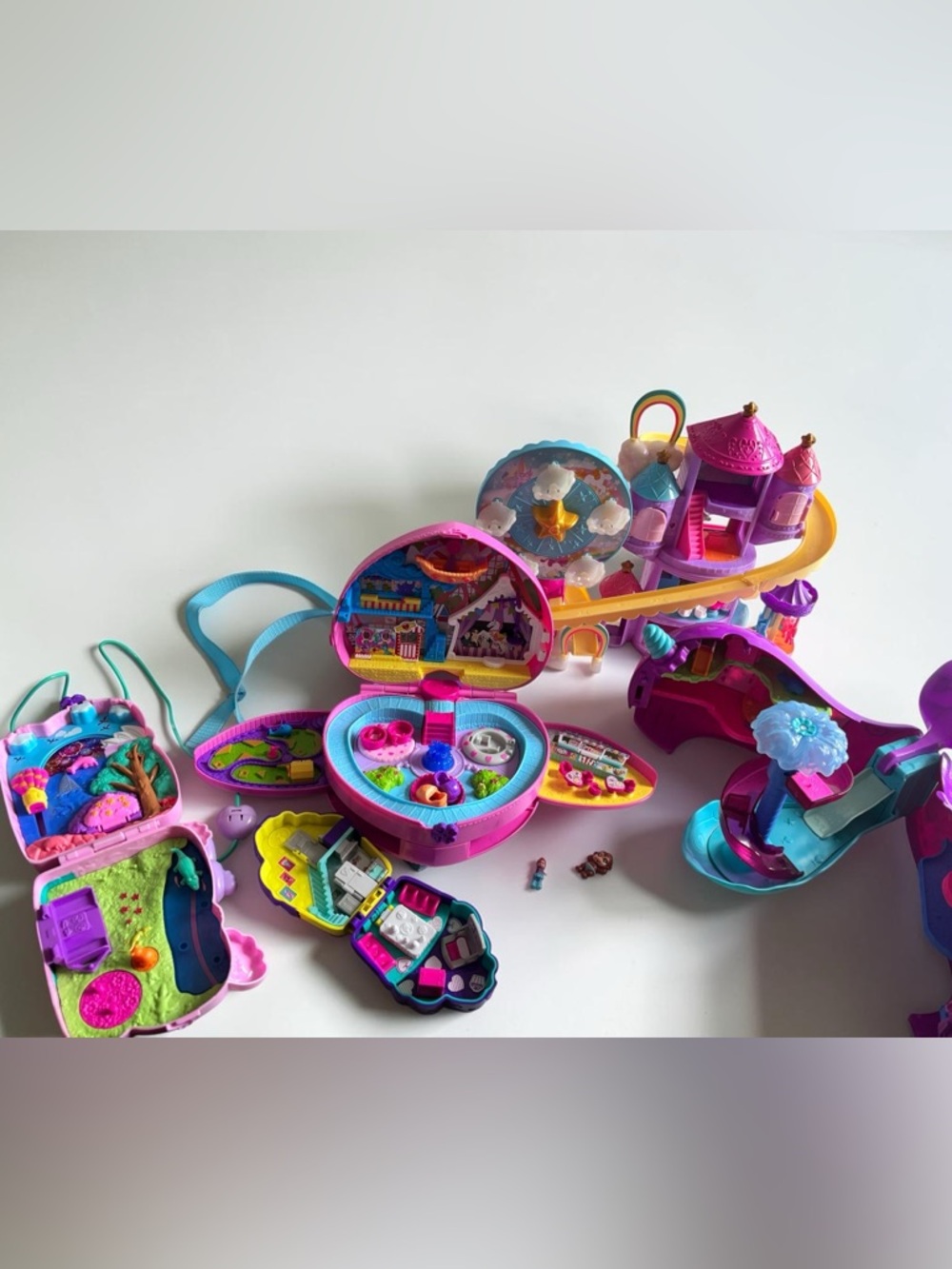 Polly Pocket Bundle Lot Playsets with Backpack Case & Doll Parts Repair